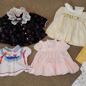 Lot of 7 Vintage baby dresses infant clothes